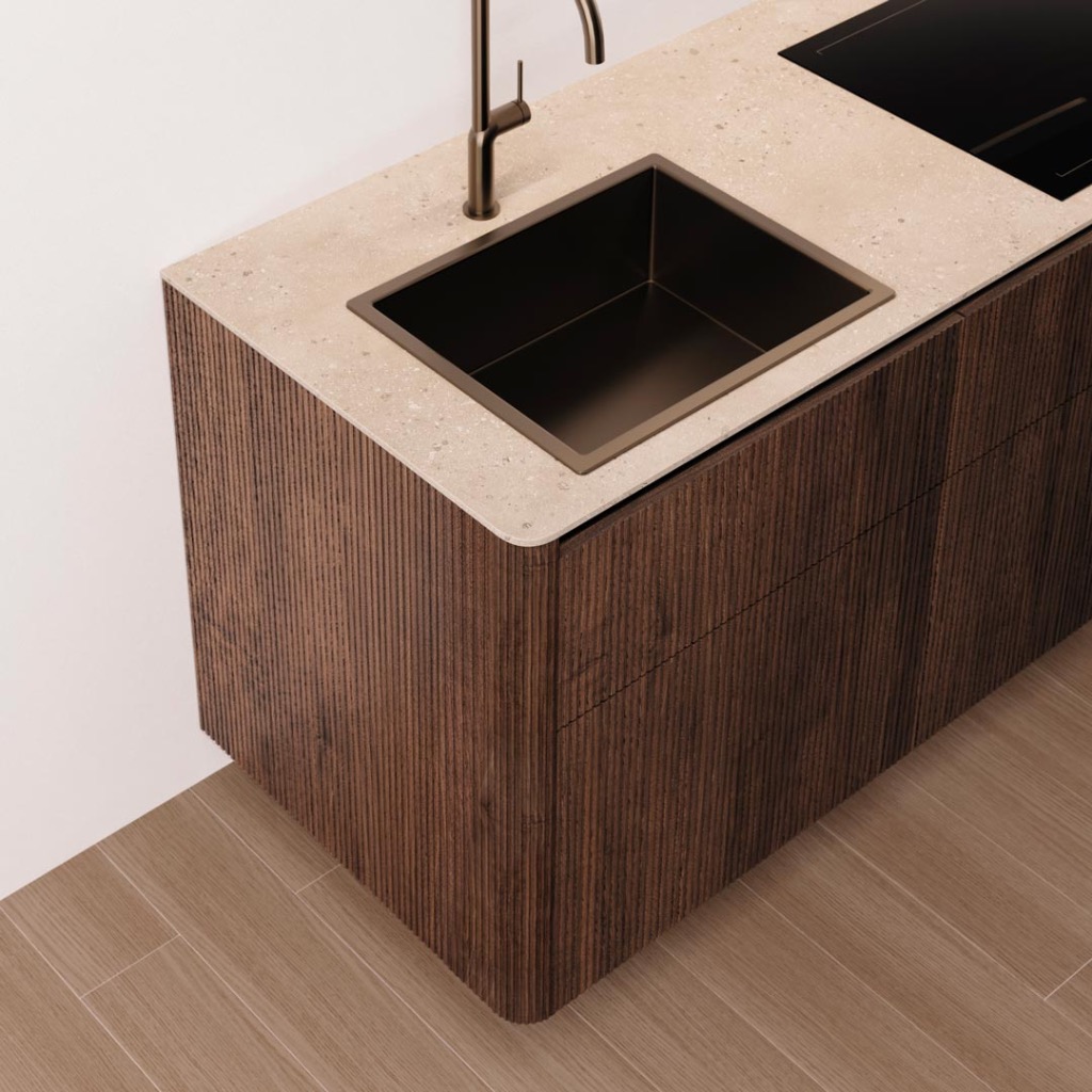 Panel curvo en madera de colección BOSSA de 5 cm