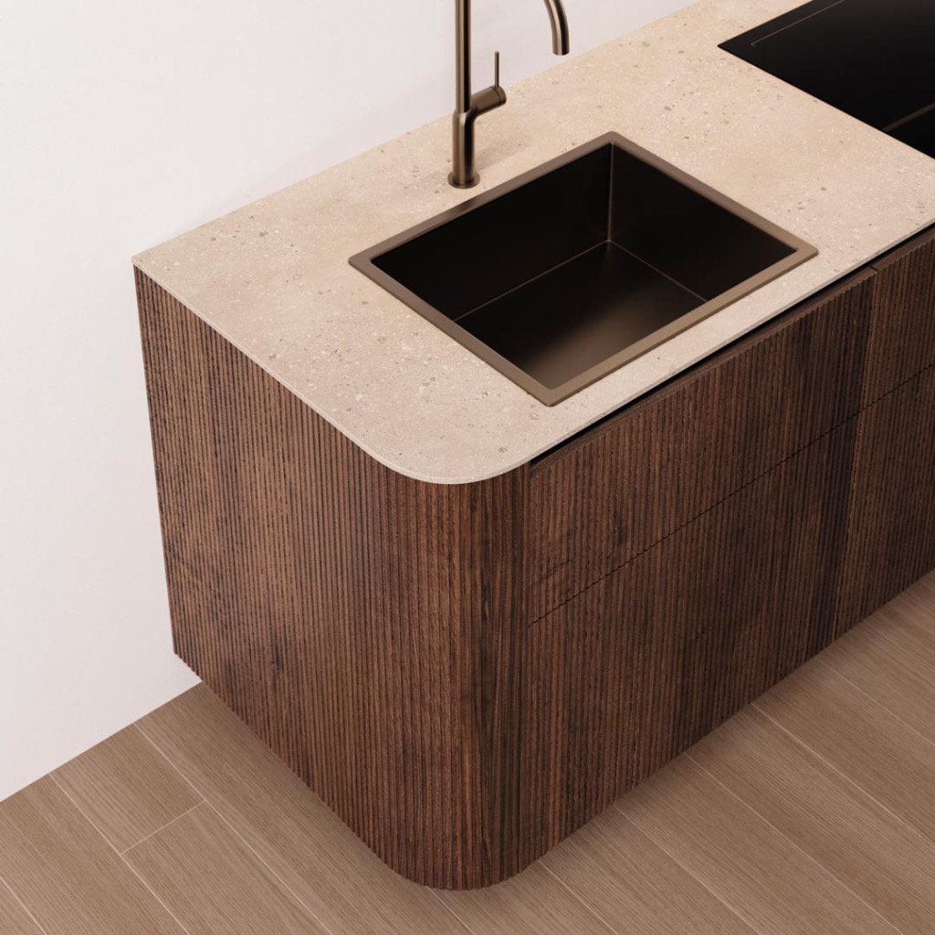 Panel curvo en madera de colección BOSSA de 15 cm